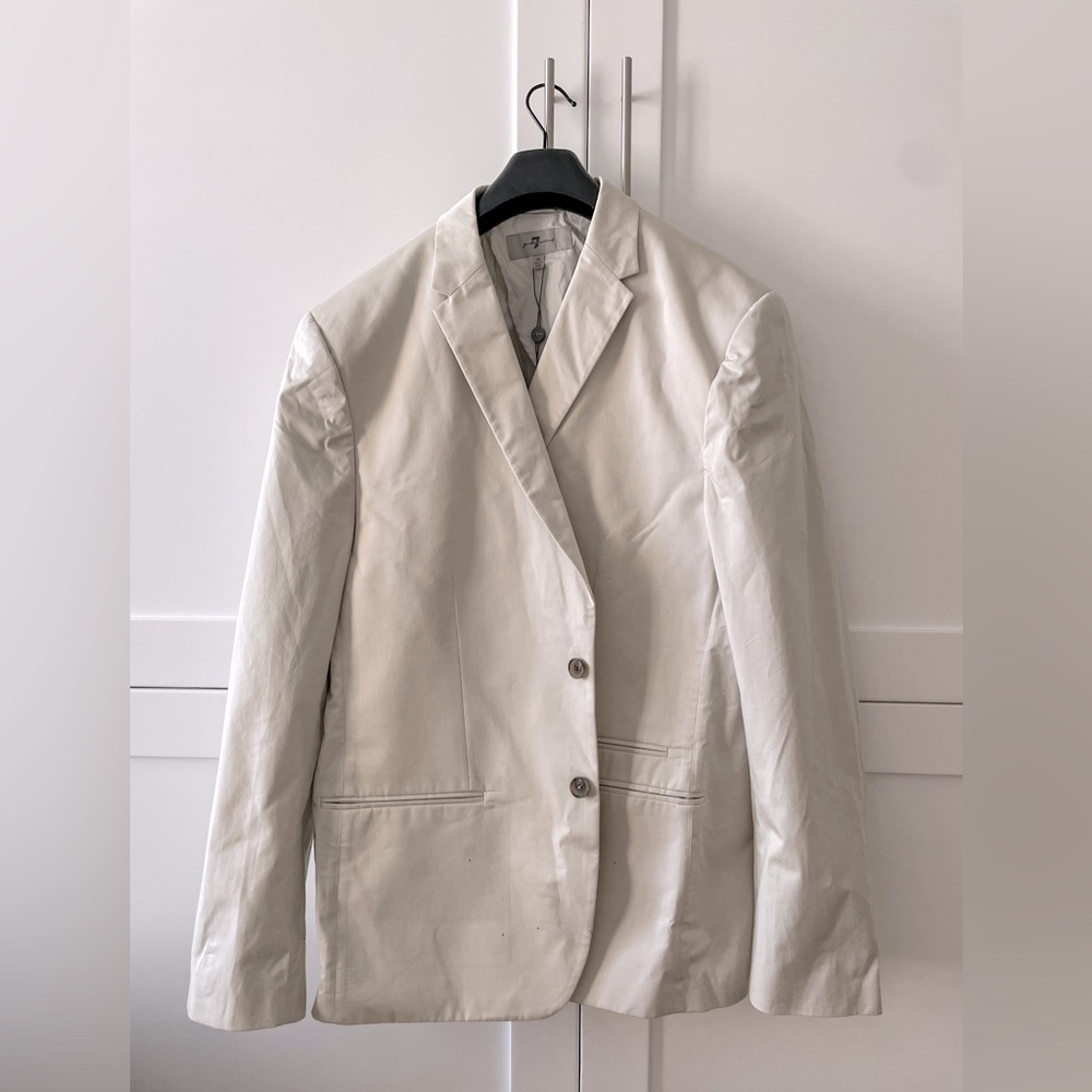 7 for all mankind double breasted beige jacket